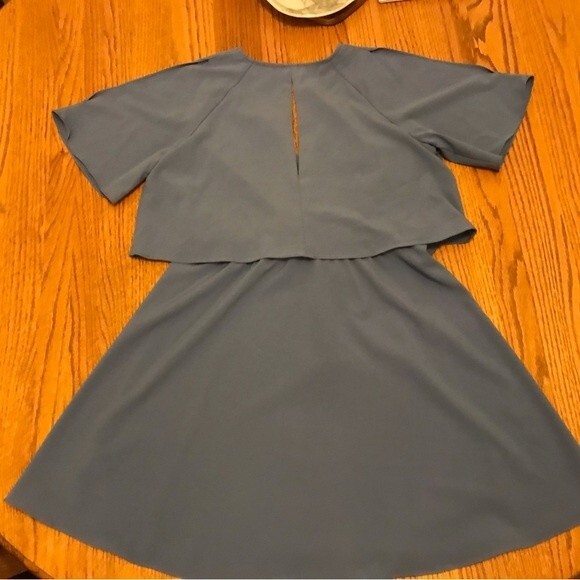 Gianni Bini Iris Blue Grey Mini Wrap Dress with Cut Out Sleeves - Picture 5 of 14